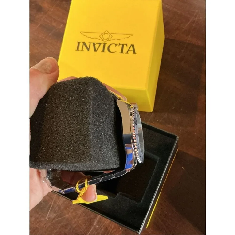 Invicta Silver Stainless Steel Watch with Black Dial